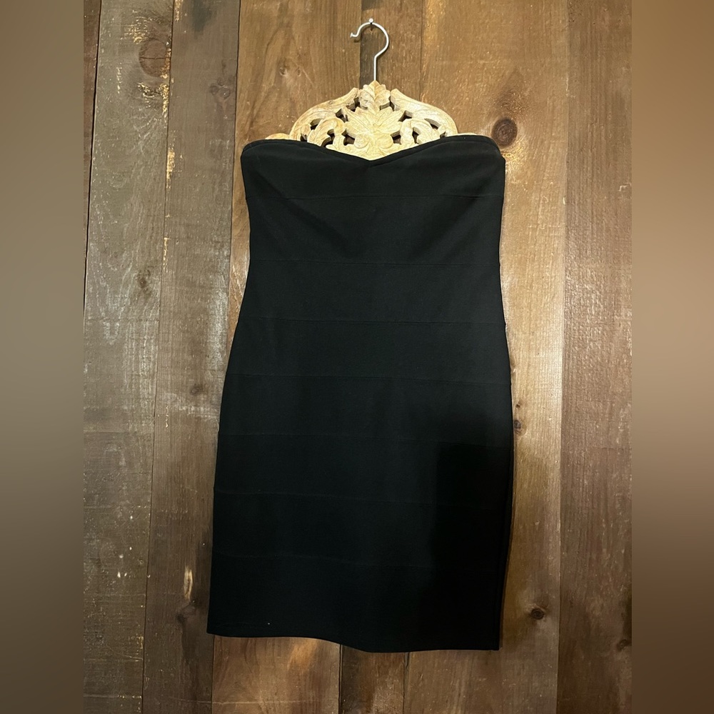 Black Bodycon Mini Dress - Little Black Dress - Zipper Back - Size L